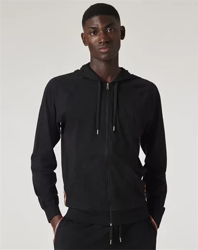 Paul Smith - Cotton Jersey Zip Lounge Hoodie - Black